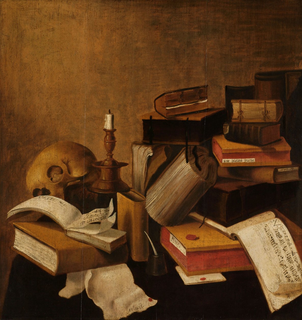 Vanitas-Stillleben mit Büchern von Anonymous Anonymous