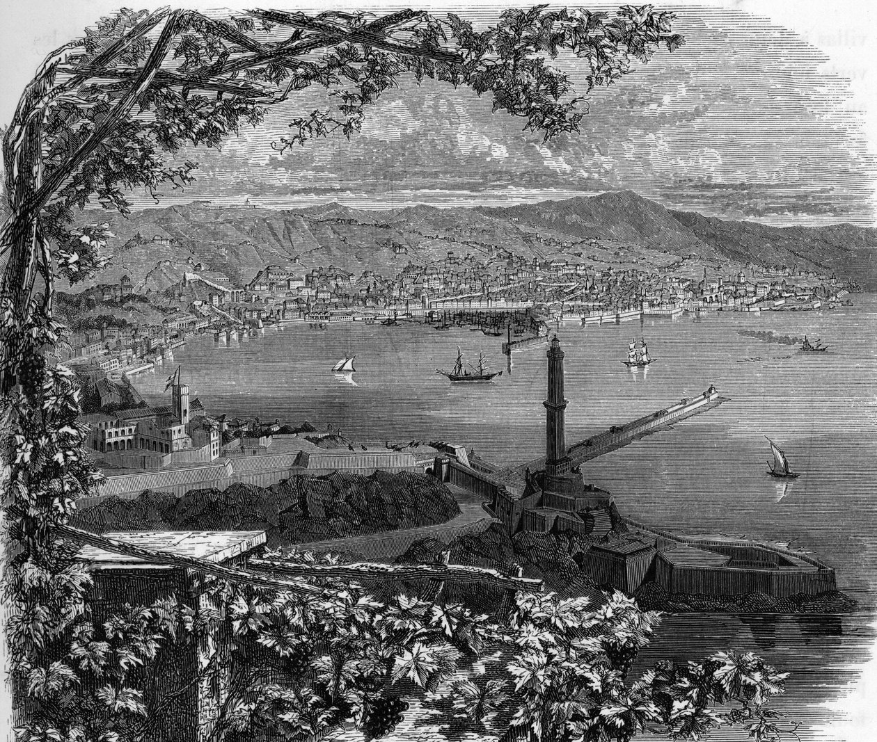 Ansicht der Stadt Genua (Genova), Italien. Gravur von 1859 in "Die Galerien Europas - Italien" von Armengaud. Private Sammlung. von Anonymous Anonymous