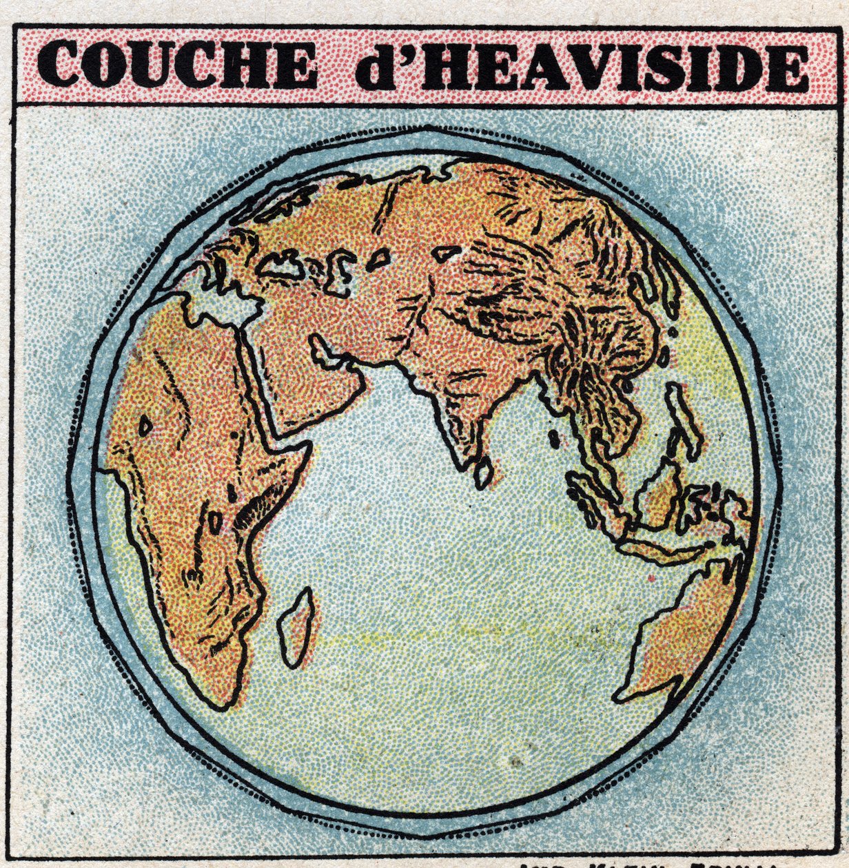 Drahtlose Telegrafie: Heaviside-Schicht, eine Schicht der Erdatmosphäre, die Elektronen enthält. Anonyme Illustration von 1925. Private Sammlung. von Anonymous Anonymous