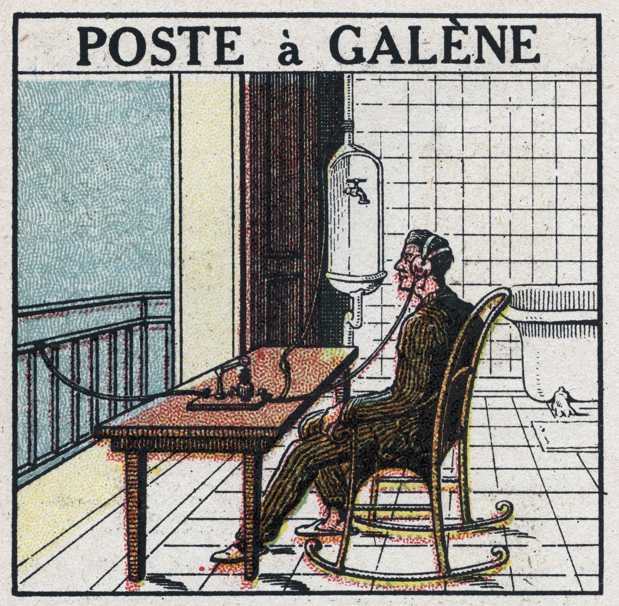 Drahtlose Telefonie: Radiogerät in Galene. Anonyme Illustration von 1925. Private Sammlung. von Anonymous Anonymous