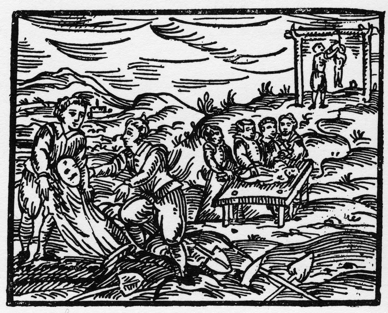 Hexen, die die Toten auf einem Friedhof abschrecken - „Compendium Maleficarum“, behandelt Hexen, ihr Böses und ihre Zauberei von Francesco Maria Guazzo oder Guaccio oder Guaccius (15?? -16??) 1608 Private Sammlung von Anonymous Anonymous