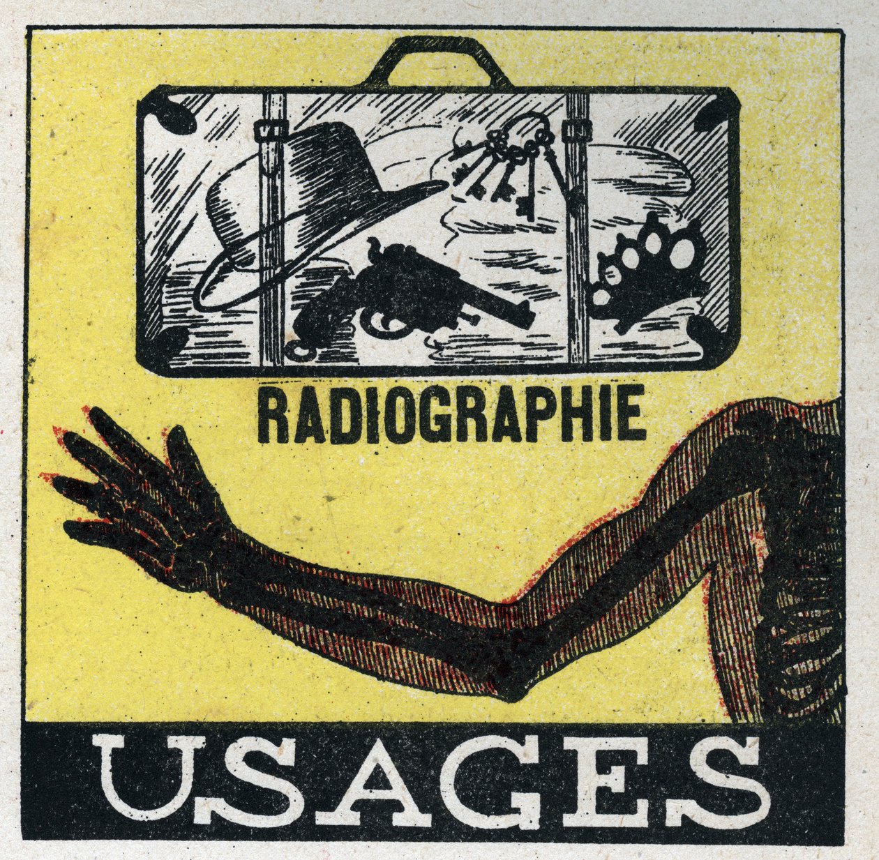 Röntgenstrahlen: Verwendung von Röntgenstrahlen, um durch Objekte und Körper zu sehen. Anonyme Illustration von 1925. Private Sammlung. von Anonymous Anonymous