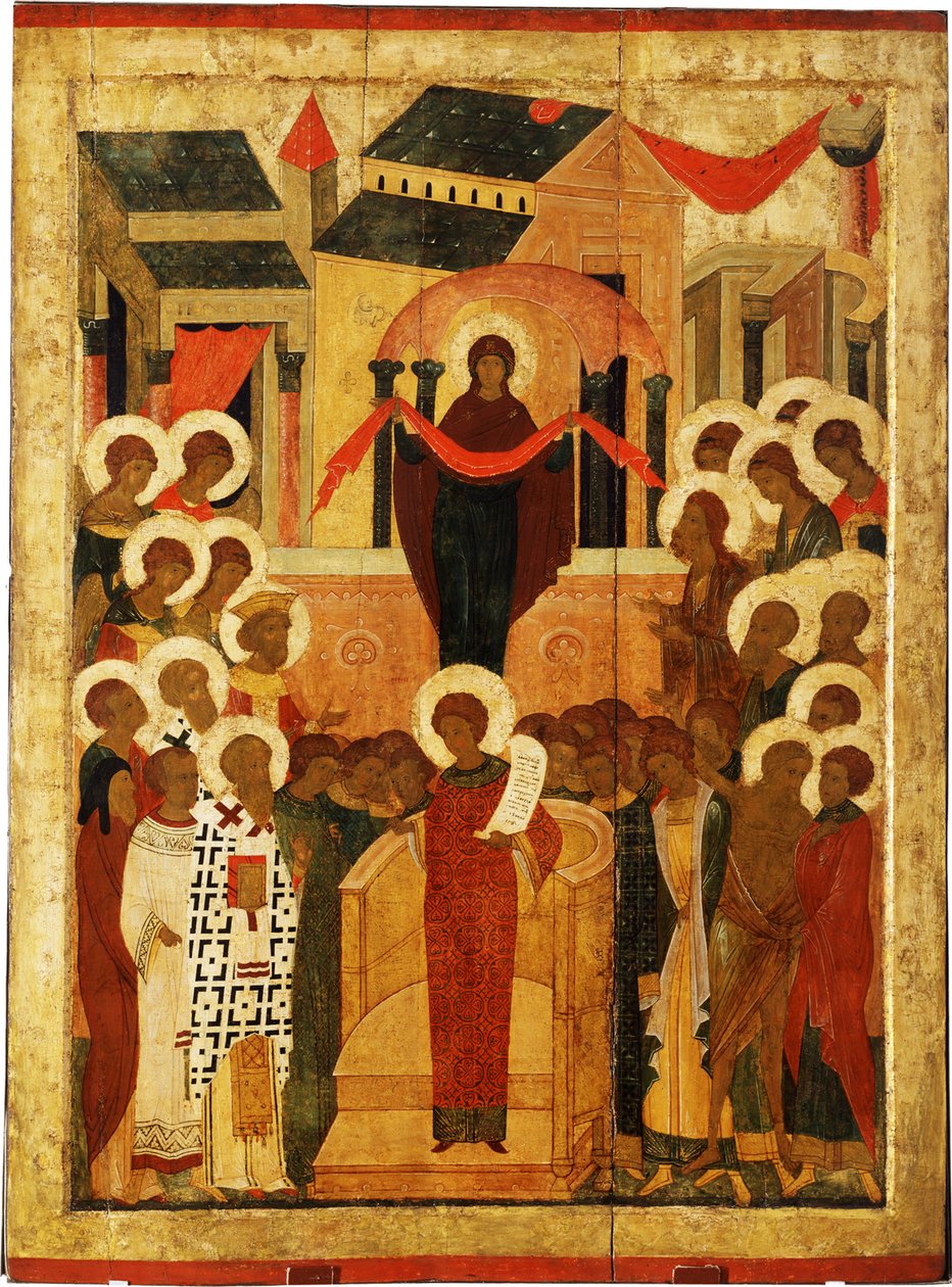 Der Schutz der Gottesmutter Pokrov von Anonymous Russian icon painter