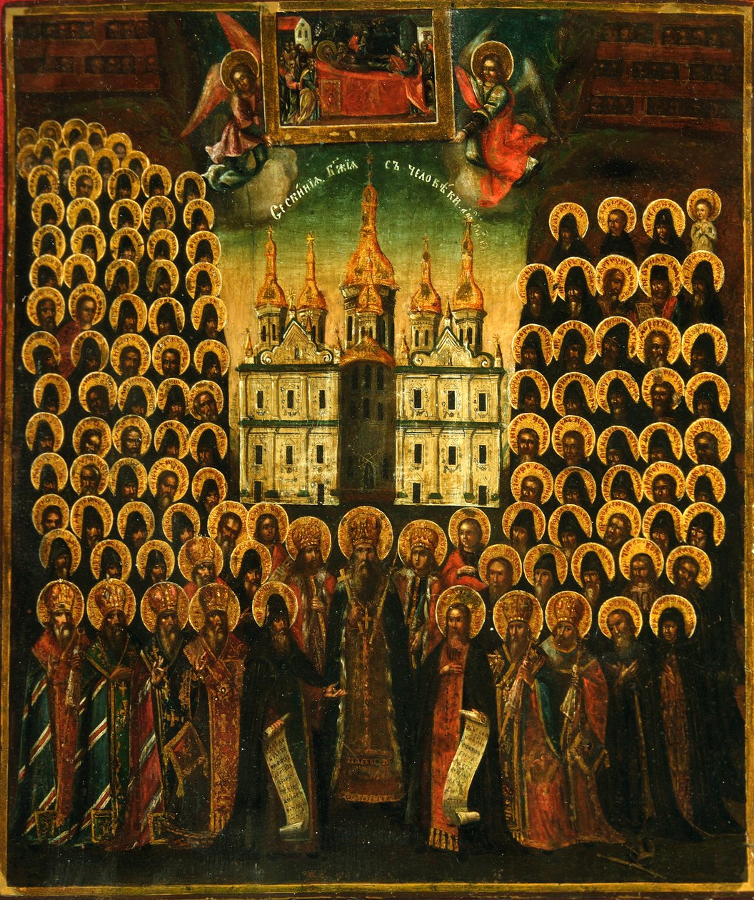 Die Synaxis der Heiligen der Kiewer Höhlen, zweite Hälfte des 18. Jahrhunderts von Anonymous Russian icon painter