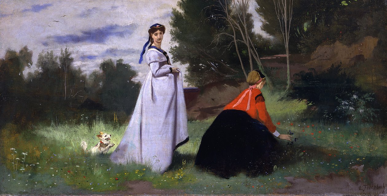 Zwei Frauen im Grünen von Anselm Feuerbach