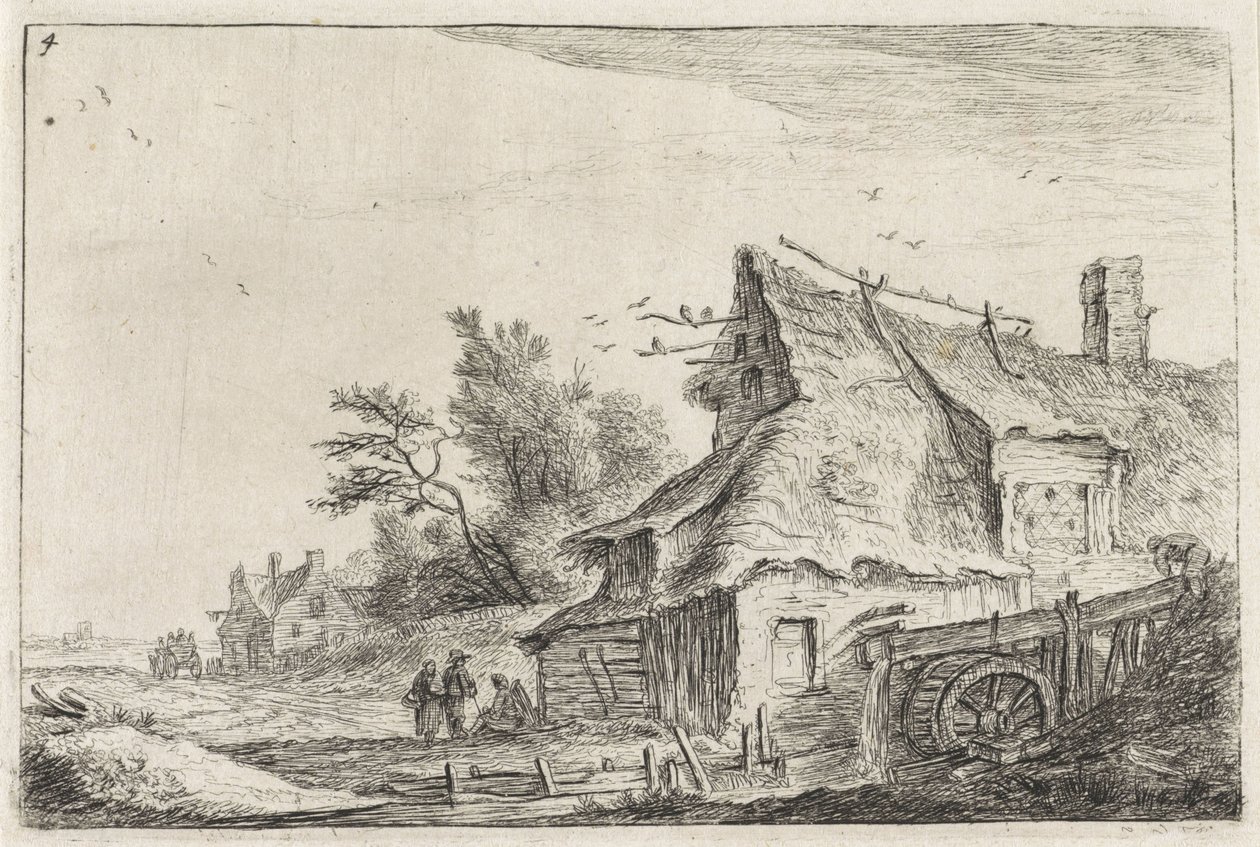 Dorfansicht mit einer Wassermühle von Anthonie Waterloo