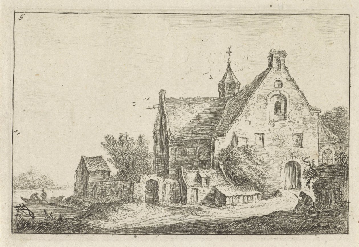 Dorfkirche am Wasser von Anthonie Waterloo