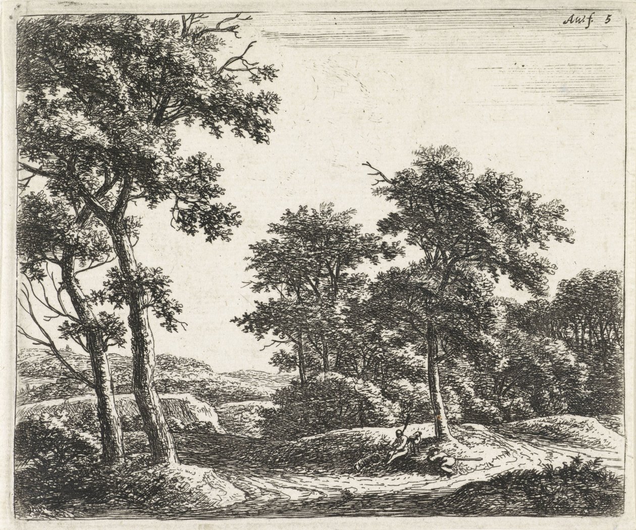 Ruhende Hirten unter einem Baum von Anthonie Waterloo