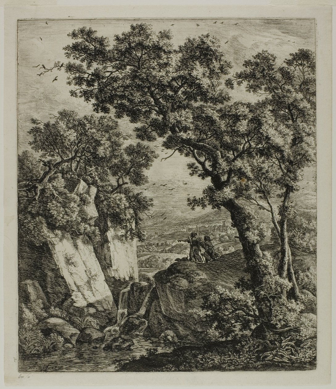 Tobias und der Engel, aus sechs Landschaftsmotiven aus dem Alten Testament von Anthonie Waterloo