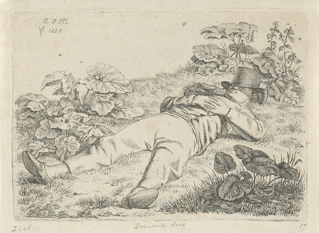 Liegender Mann im Gras (Drentscher Bauer) von Anthonie Willem Hendrik Nolthenius de Man