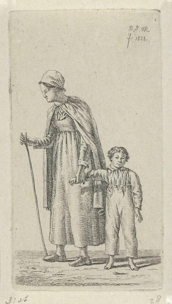 Mutter mit Kind auf dem Arm (12 Studienfiguren) von Anthonie Willem Hendrik Nolthenius de Man
