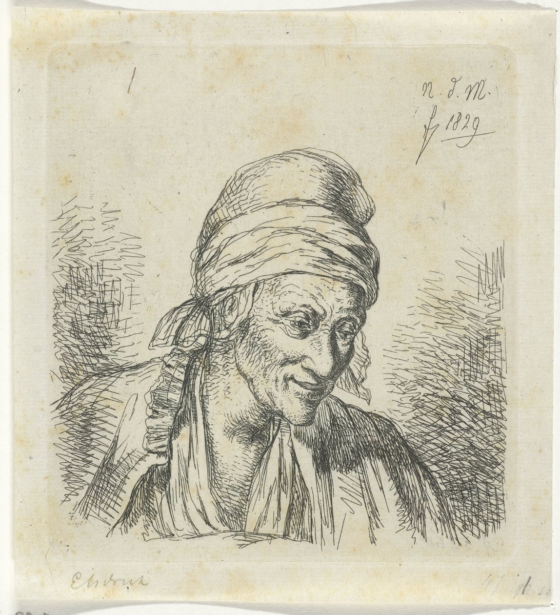 Alte Frau nach rechts von Anthonie Willem Hendrik Nolthenius de Man