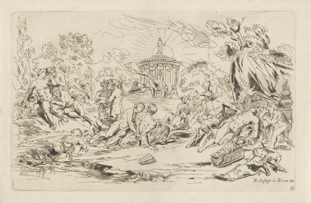 Nymphen und Satyrn vor einem Tempel des Bacchus von Anthonie de Winter