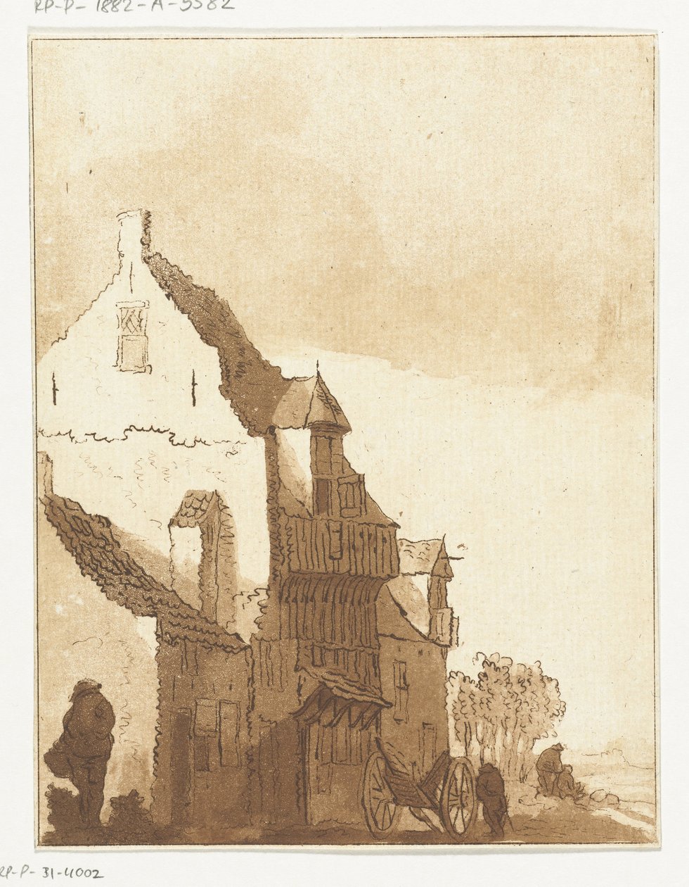 Haus mit Schubkarre vor der Tür von Anthonie van den Bos