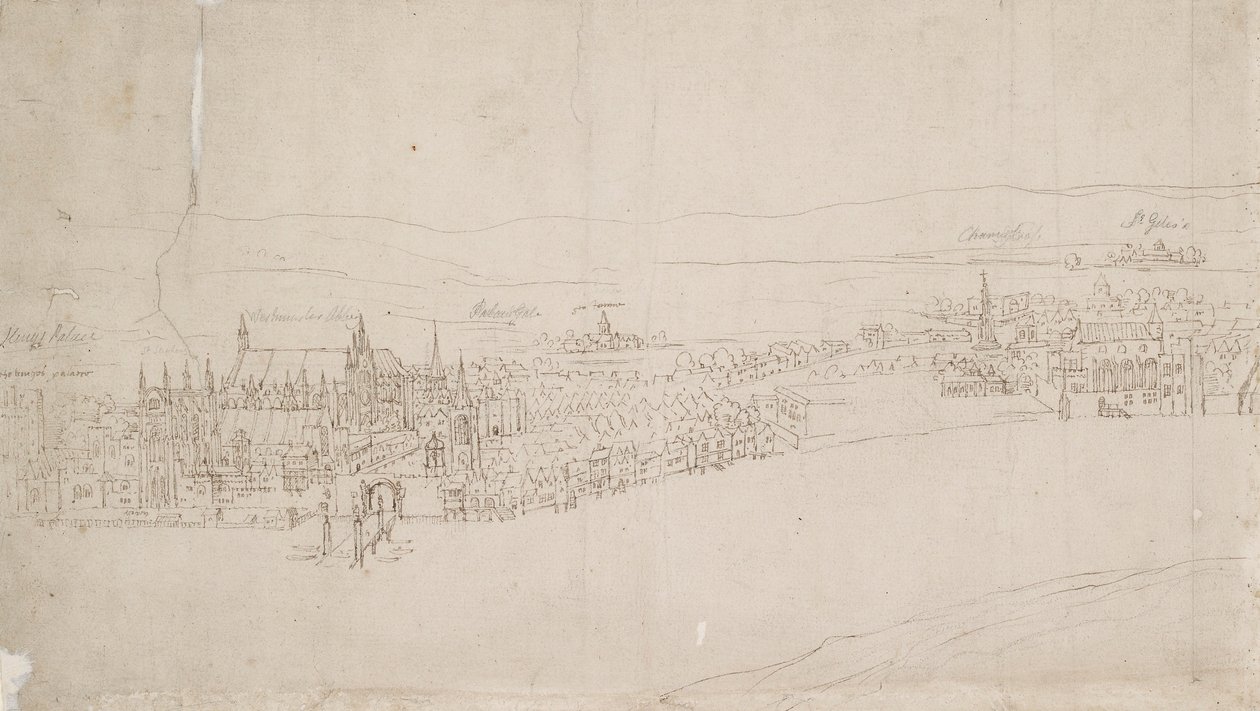 Panorama von London, gesehen von Southwark: Westminster, 1554 von Anthonis van den Wyngaerde