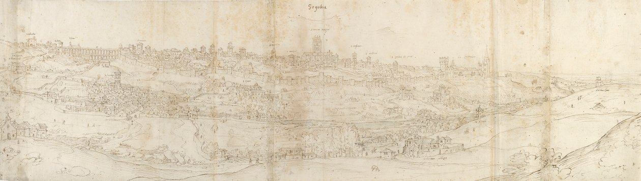 Panoramablick auf Segovia von Osten, ca. 1550-1560 von Anthonis van den Wyngaerde