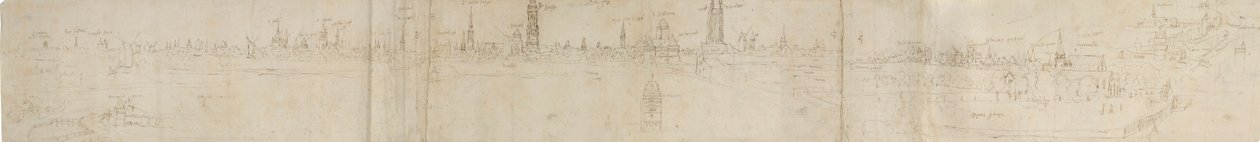 Vorzeichnung für eine Ansicht von Brügge aus Südwesten, 1558 von Anthonis van den Wyngaerde