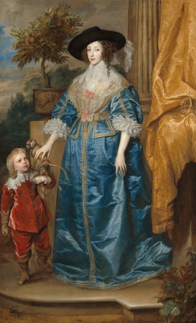 Porträt der Königin Henrietta Maria mit Zwerg Sir Jeffrey Hudson von Anthony van Dyck