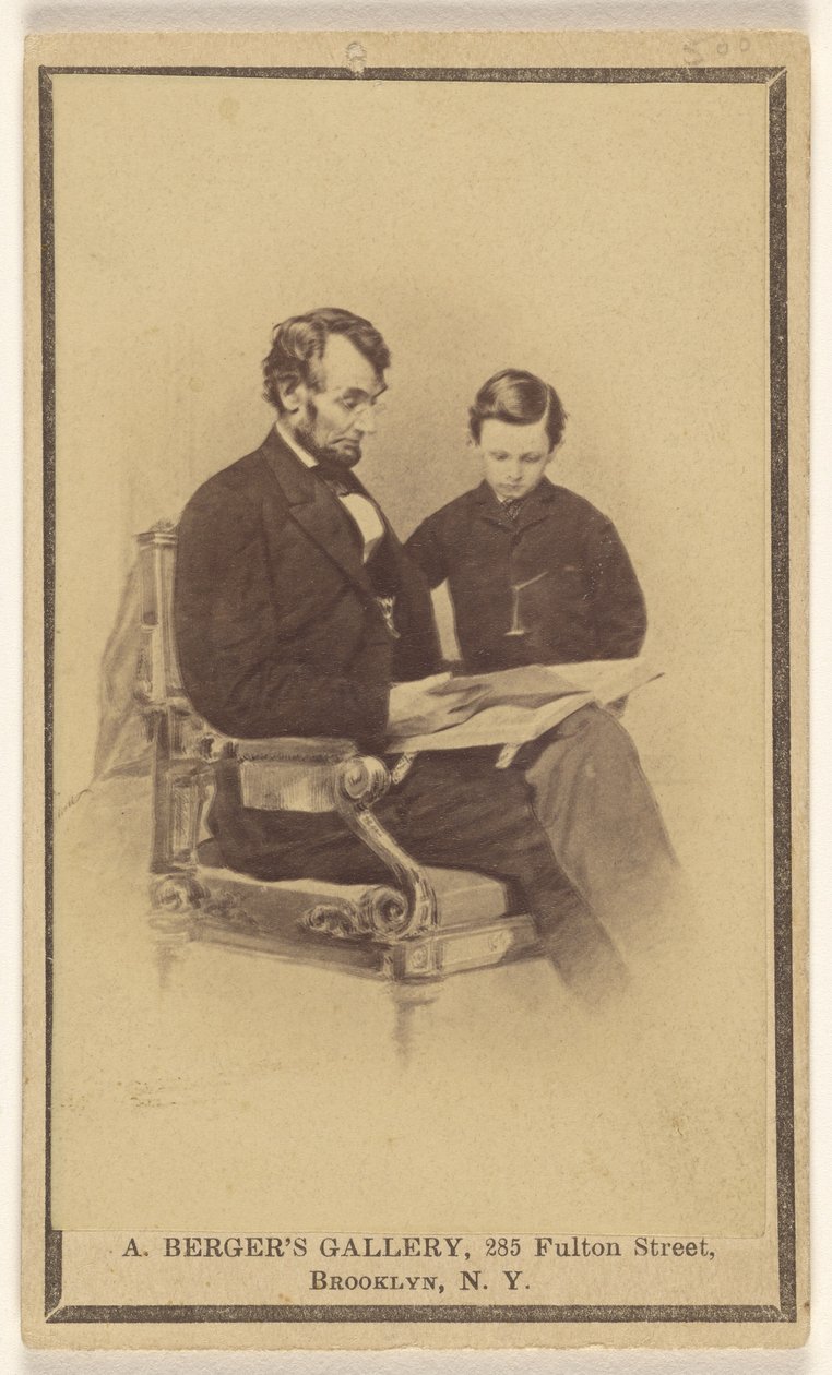 Präsident Lincoln liest seinem Sohn Tad die Bibel vor von Anthony Berger