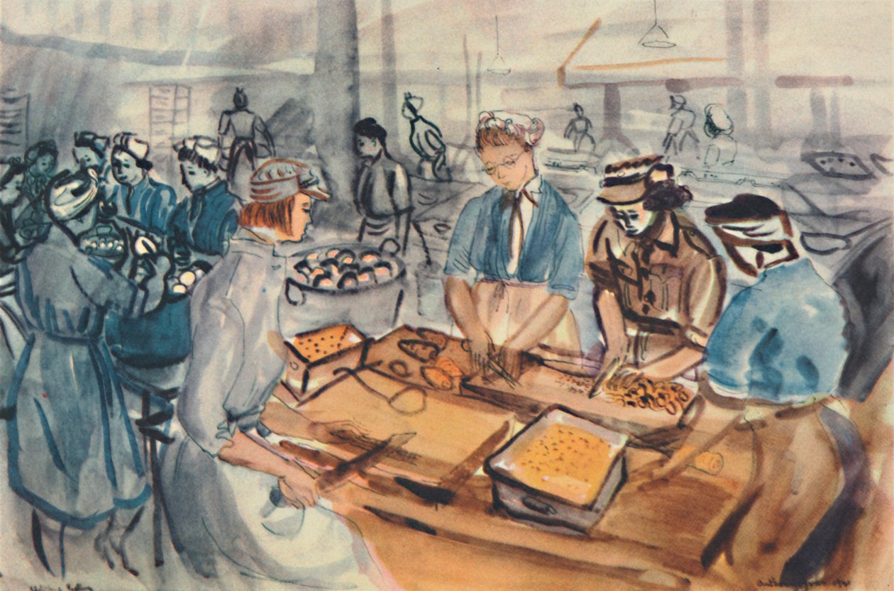 Schneiden und Schälen. Ein A.T.S. Kochzentrum, 1944 von Anthony Gross