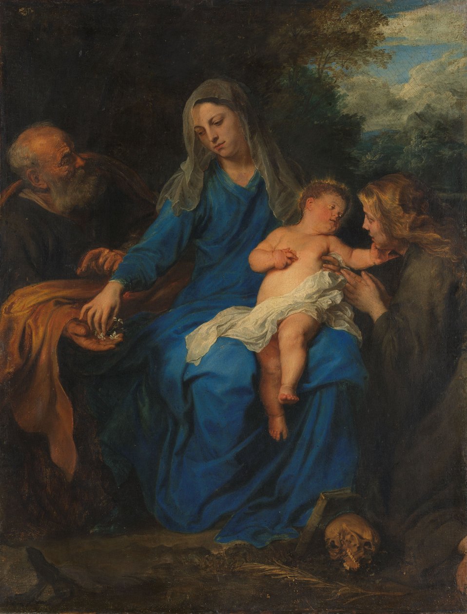 Die Heilige Familie mit einer weiblichen Heiligen in Anbetung, um 1630-1650 von Anthony van (follower of) Dyck