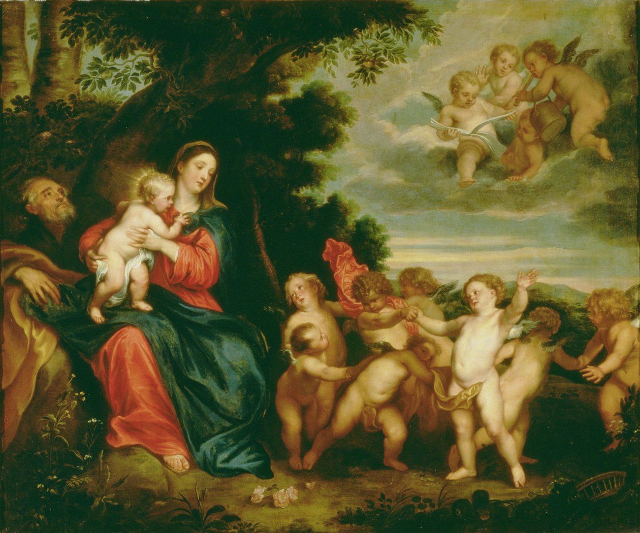 Ruhe auf der Flucht nach Ägypten von Anthony van (school of) Dyck