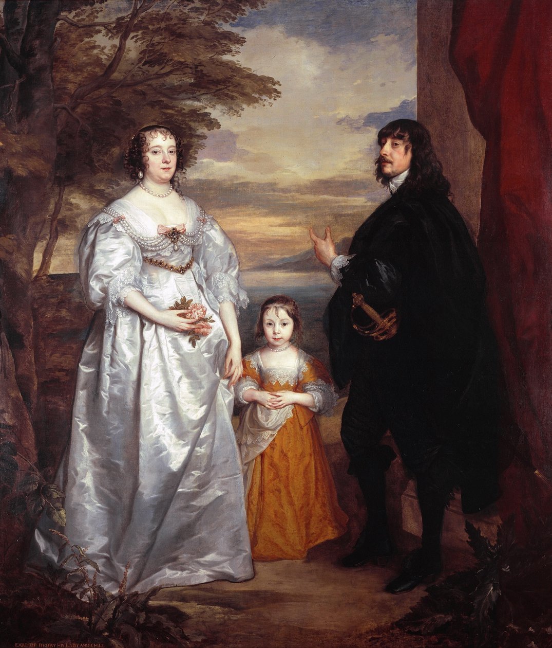 Gruppenporträt von James Stanley, Lord Strange (1607-1651), Charlotte de La Trémoille (1599-1664) und Lady Henrietta Maria Stanley (1630-1685) von Anthony van Dyck