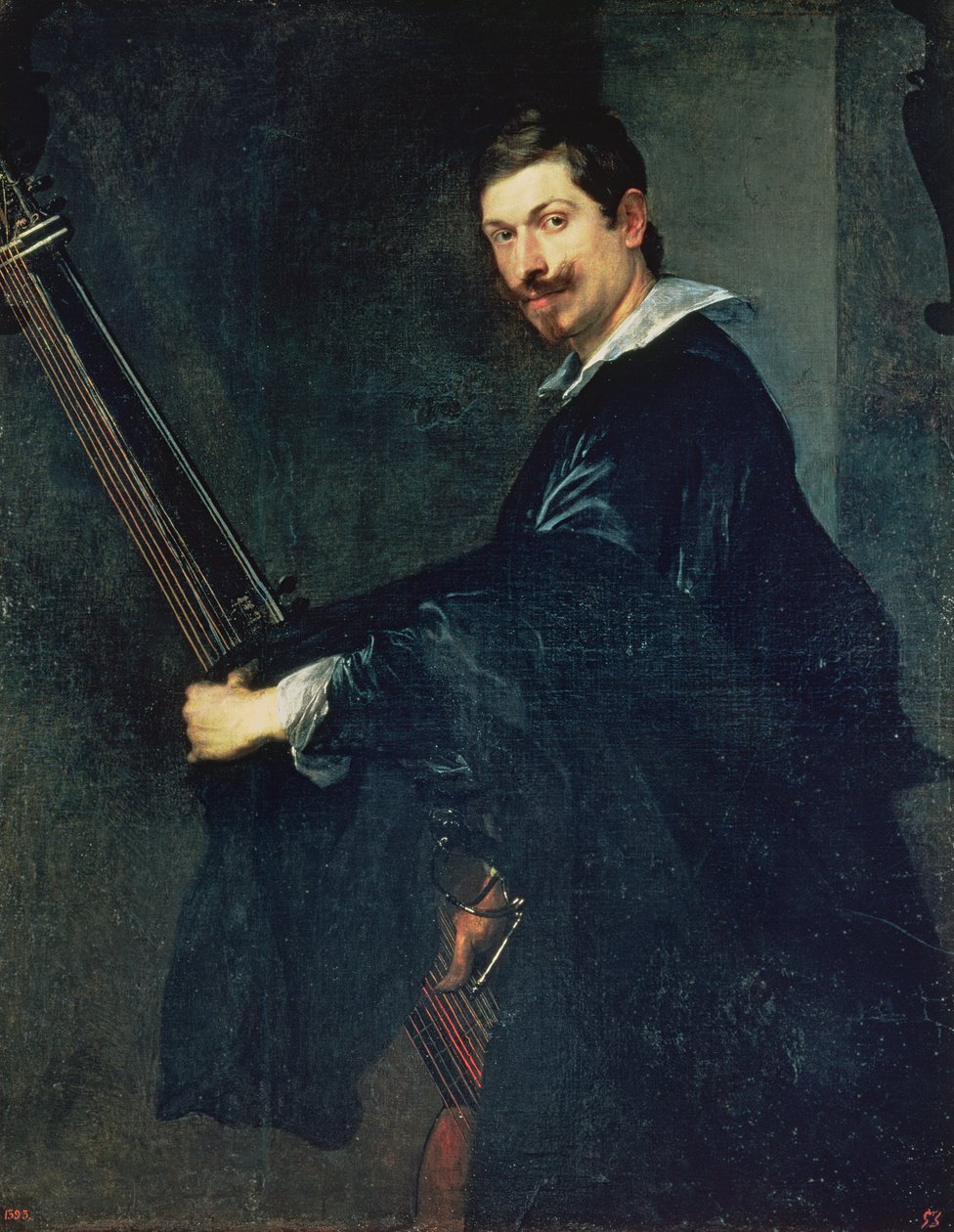 Mann mit Laute, Porträt des Musikers Jacob Gaultier, ein Lautenist am englischen Hof von Anthony van Dyck