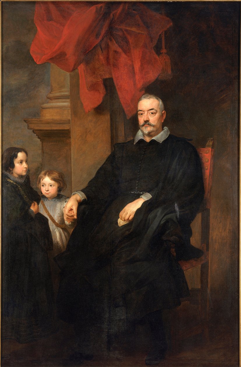 Porträt von genuesischen Adligen mit zwei jungen Mädchen von Anthony van Dyck