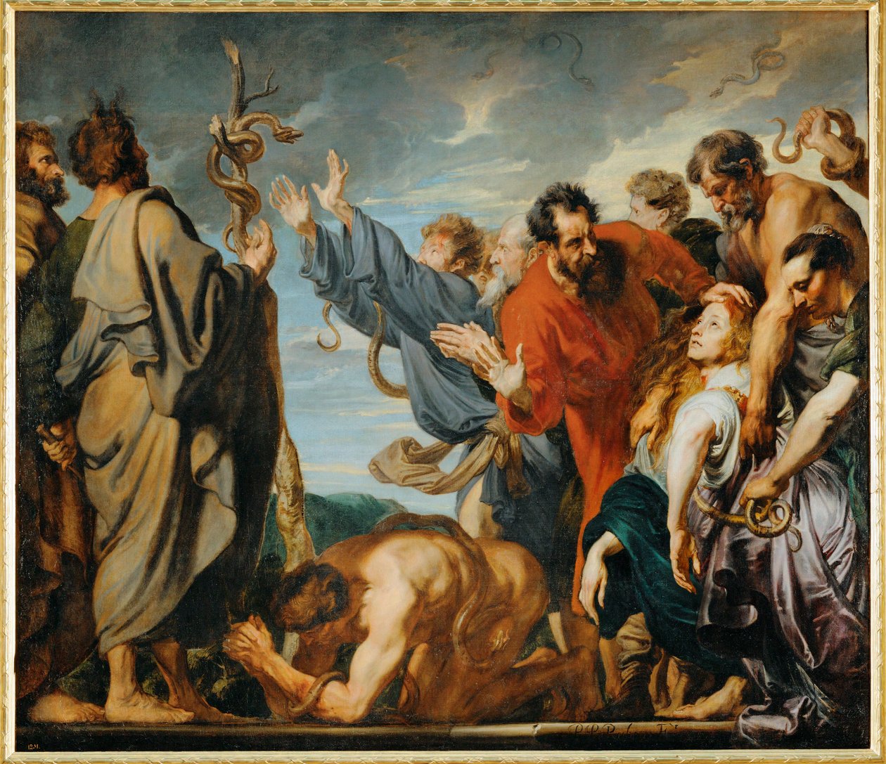 Die eherne Schlange: Moses hält die eherne Schlange von Anthony van Dyck