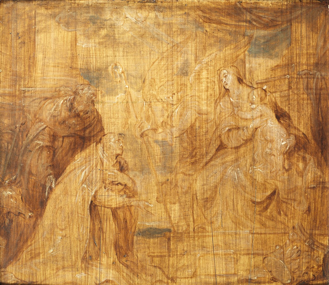 Jungfrau und Kind mit einem Bischofsspender und dem heiligen Antonius Abt, 1628-32 von Anthony van Dyck
