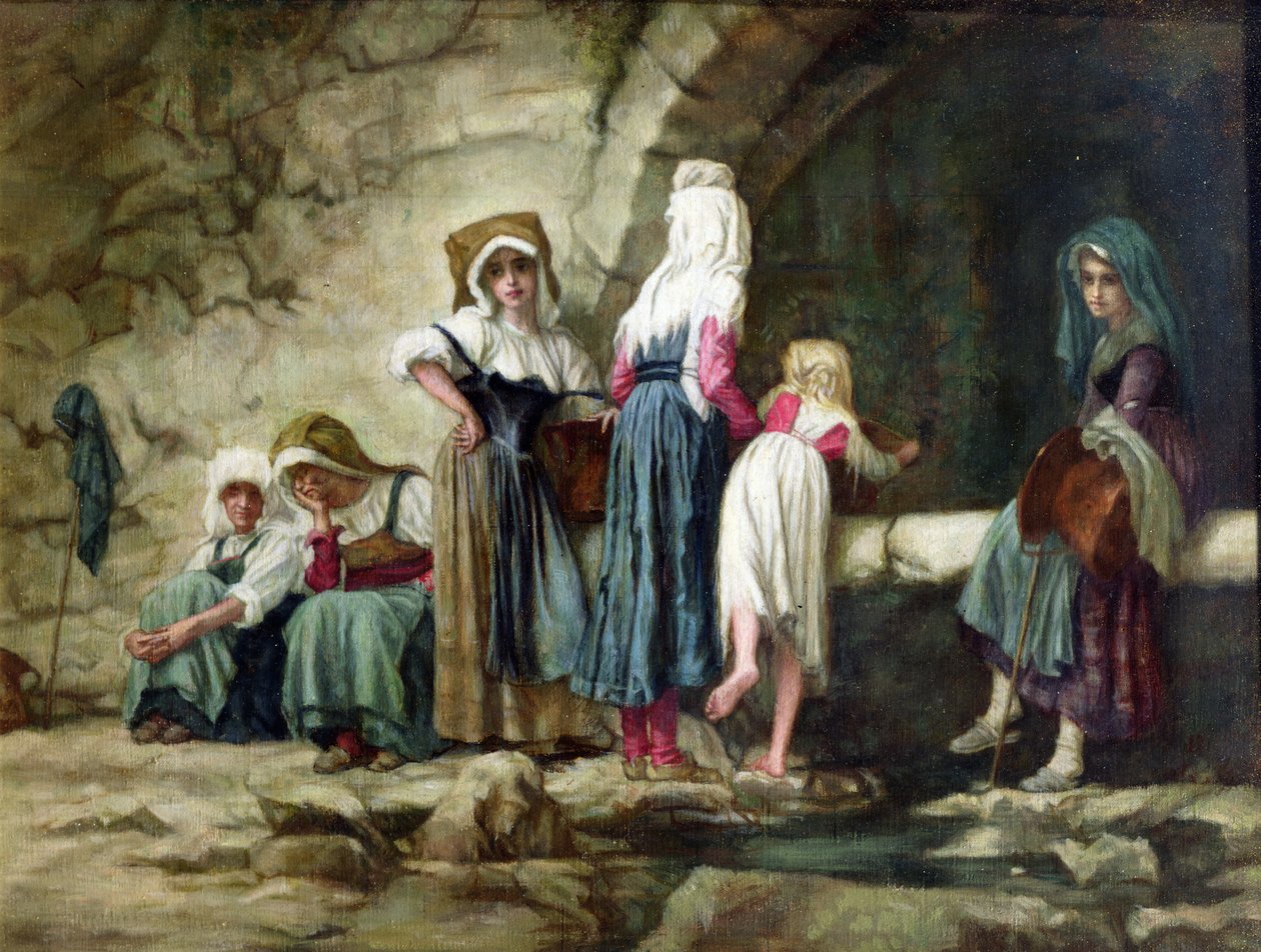 Bauern an einem Brunnen von Antoine Auguste Ernest Herbert or Hebert