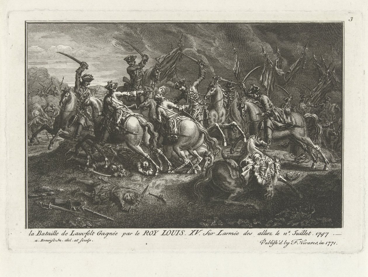 Schlacht bei Lauffeldt am 2. Juli 1747 während des Österreichischen Erbfolgekriegs von Antoine Benoist