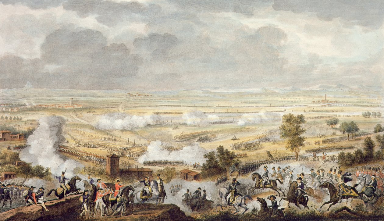 Die Schlacht von Marengo, 23 Prairial, Jahr 8 (12. Juni 1800) graviert von Jean Duplessi-Bertaux (1747-1819) von Antoine Charles Horace Vernet