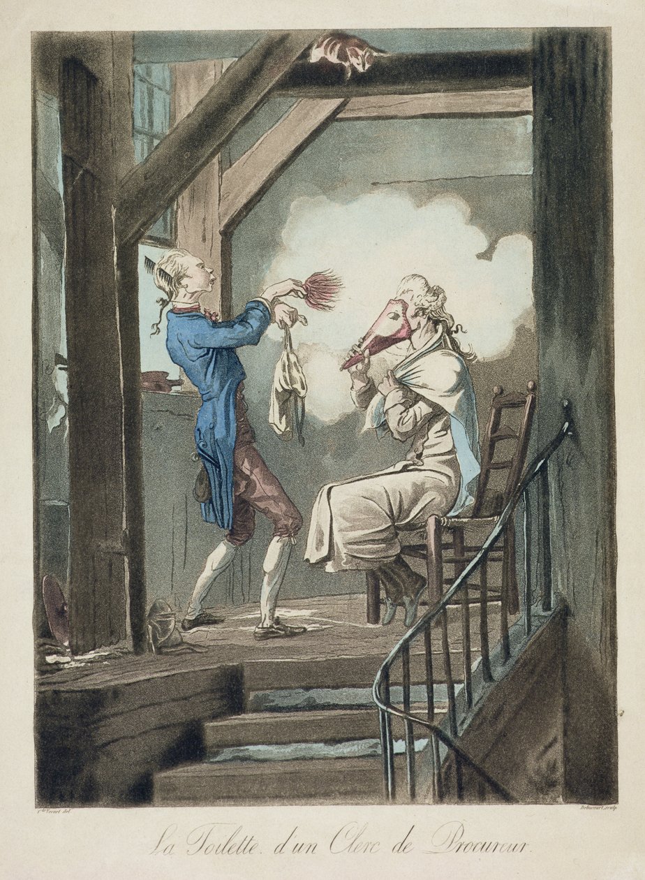 Die Toilette eines Anwaltsgehilfen, graviert von Philibert Louis Debucourt (1755-1832) von Antoine Charles Horace Vernet
