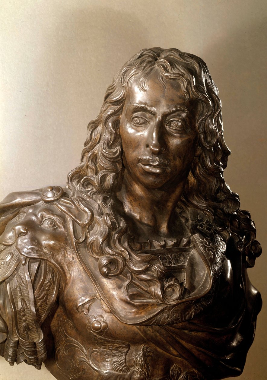 Büste in Bronze von Louis II. von Bourbon, Prinz von Condé, bekannt als der Große Condé. Skulptur von Antoine Coysevox, 17. Jahrhundert von Antoine Coysevox