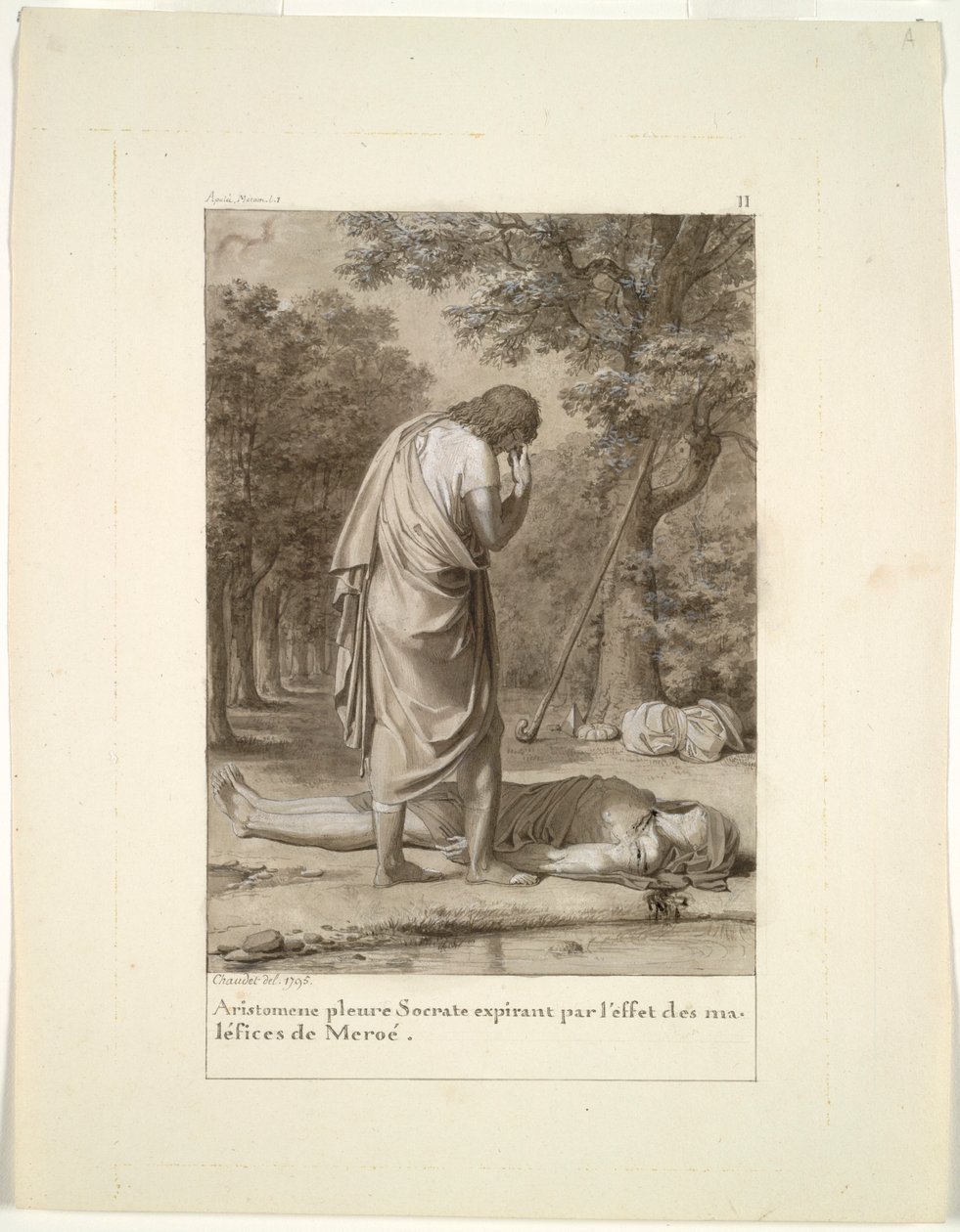 Aristomenes trauert um den Tod des Sokrates durch die Verzauberung von Meroë...Der goldene Esel, 1795 von Antoine Denis Chaudet
