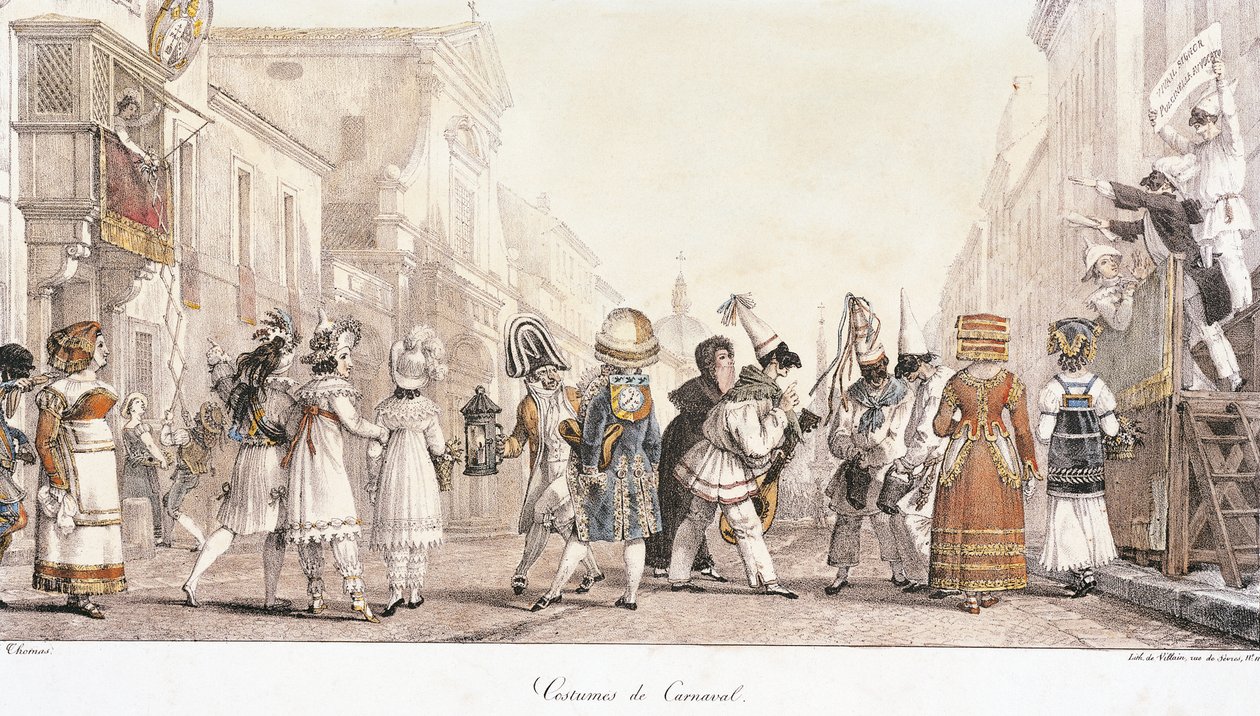 Karnevalskostüme, von Antoine-Jean-Baptiste Thomas (1791-1833), Aquarell. Italien von Antoine Jean Baptiste Thomas