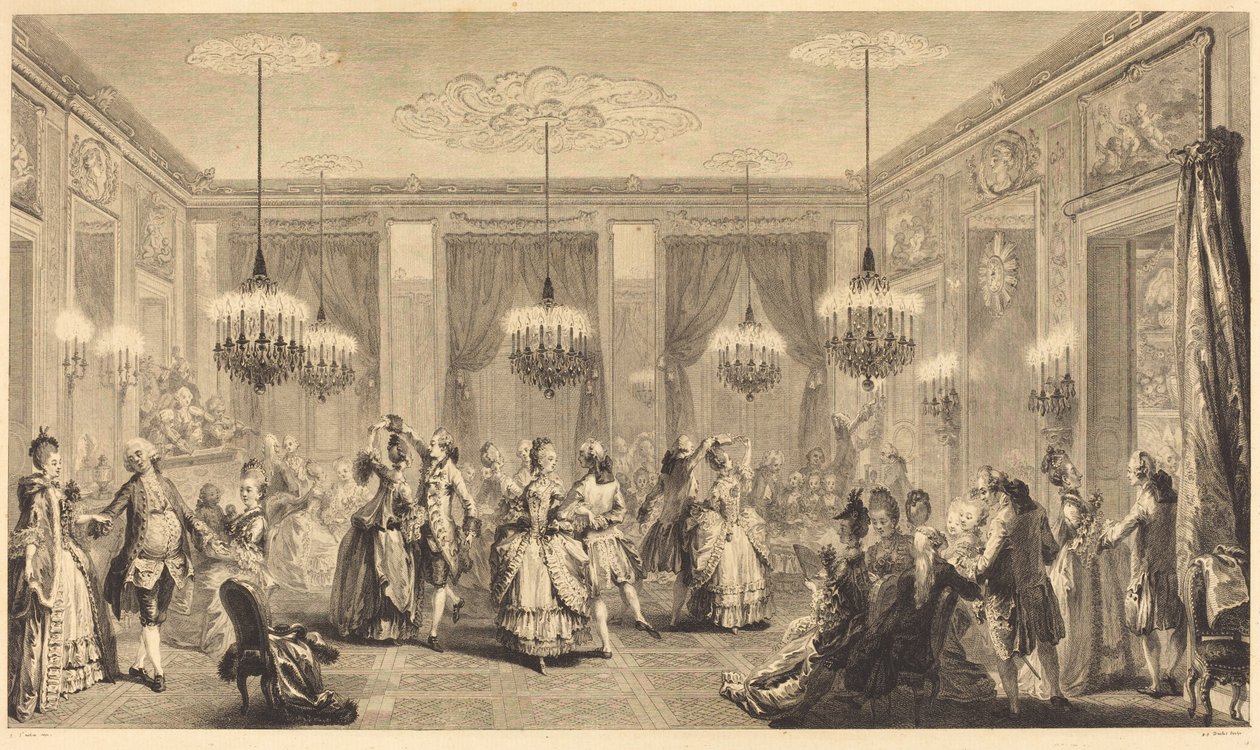 Der Maskenball von Antoine Jean Duclos after Augustin de Saint Aubin