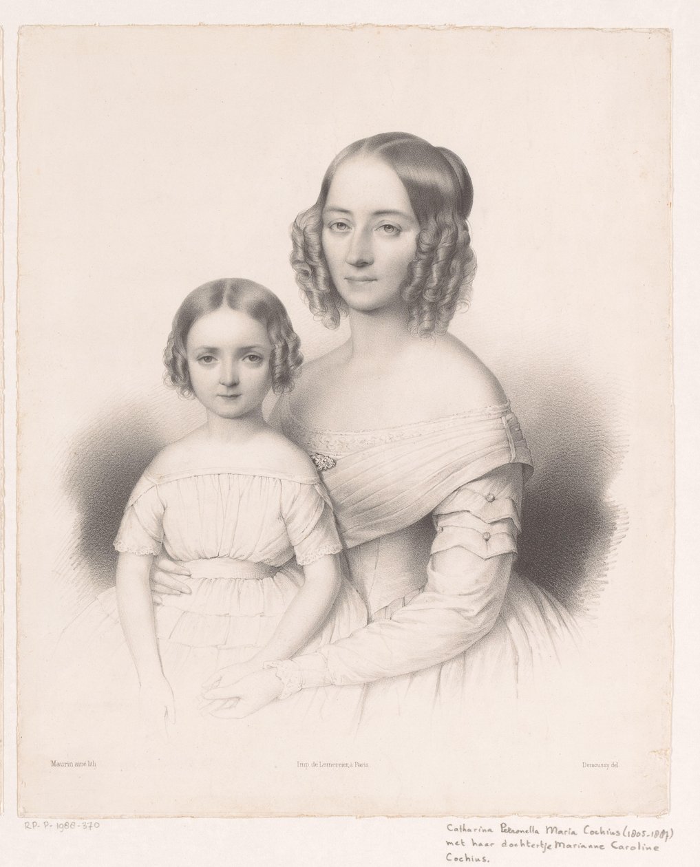 Porträt von Catharina Petronella Maria Cochius mit ihrer Tochter von Antoine Maurin
