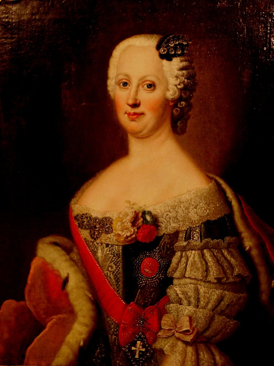 Porträt von Johanna-Elizabeth, Kurfürstin von Anhalt-Zerbst 1712-1760, Mutter von Katharina II., 1740er Jahre von Antoine Pesne