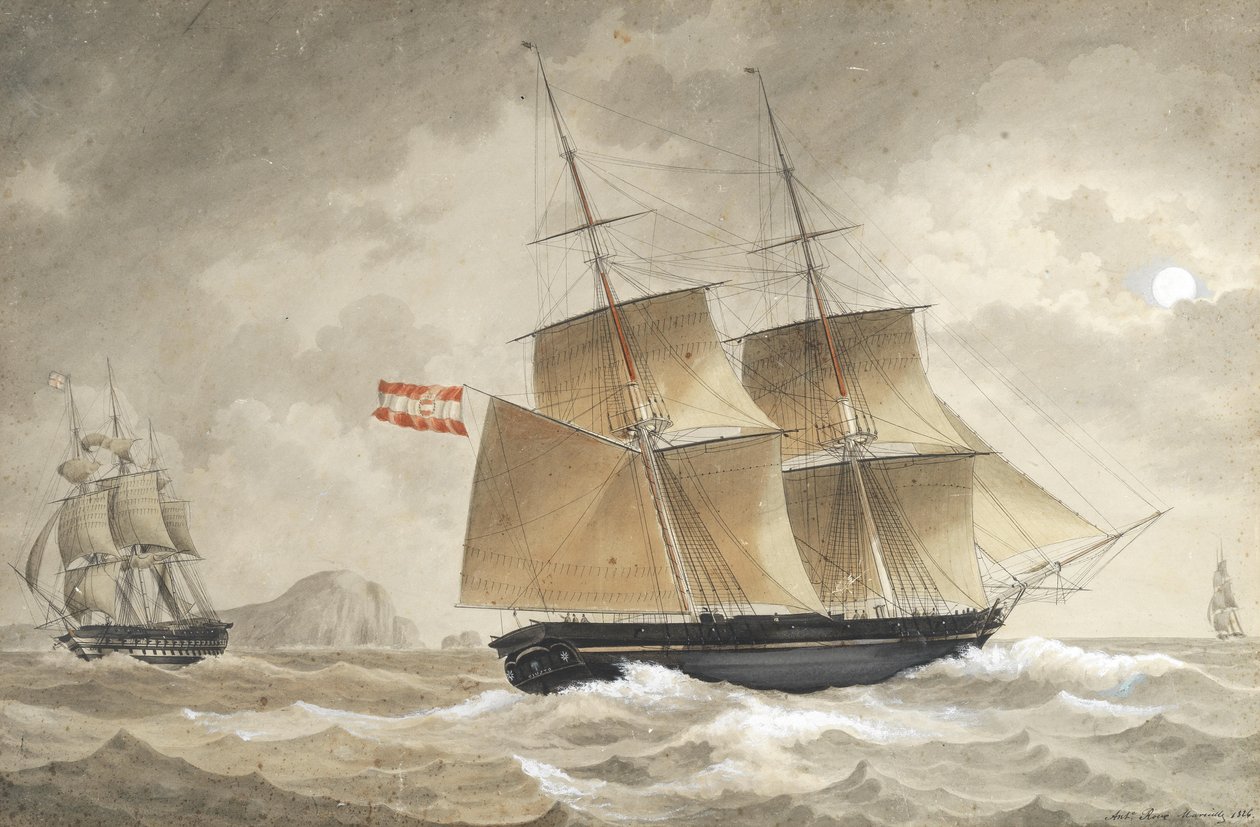 Ein Schiff der österreichischen Marine in Küstengewässern bei Marseille von Antoine Roux