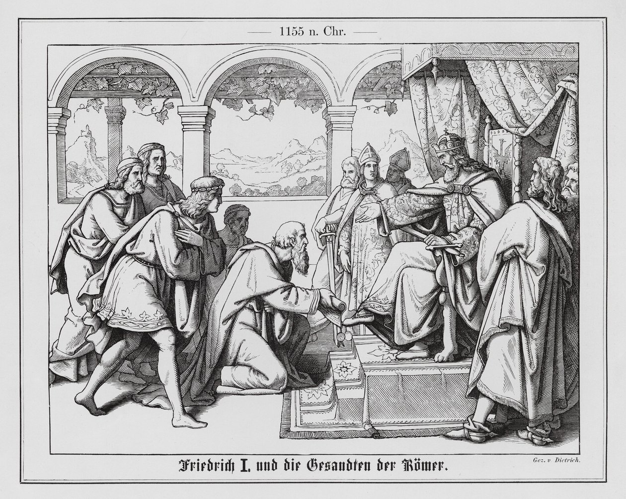 König Friedrich I. von Deutschland und die Gesandten der Römer von Anton Dietrich