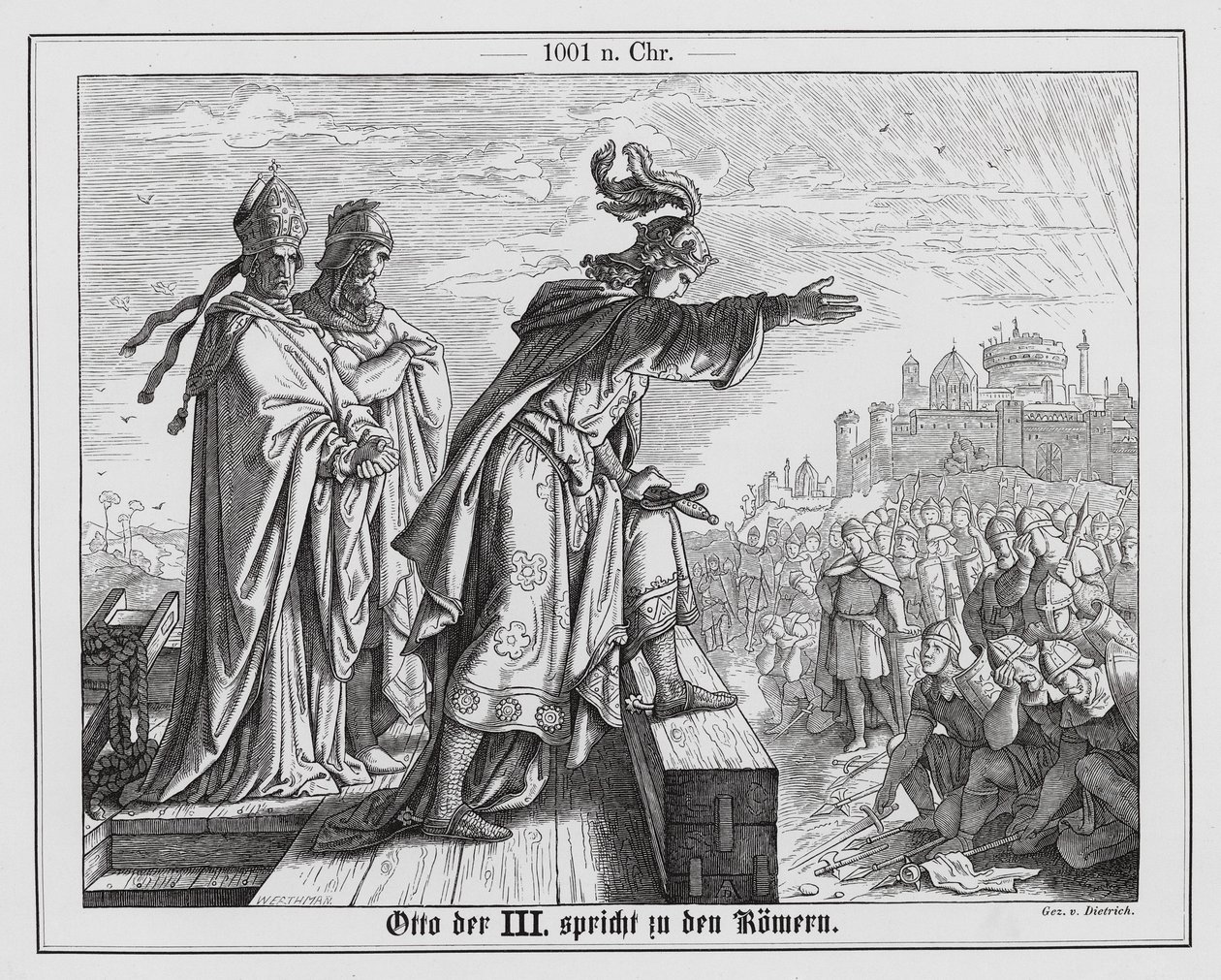 Der Heilige Römische Kaiser Otto III. spricht zu den Römern von Anton Dietrich