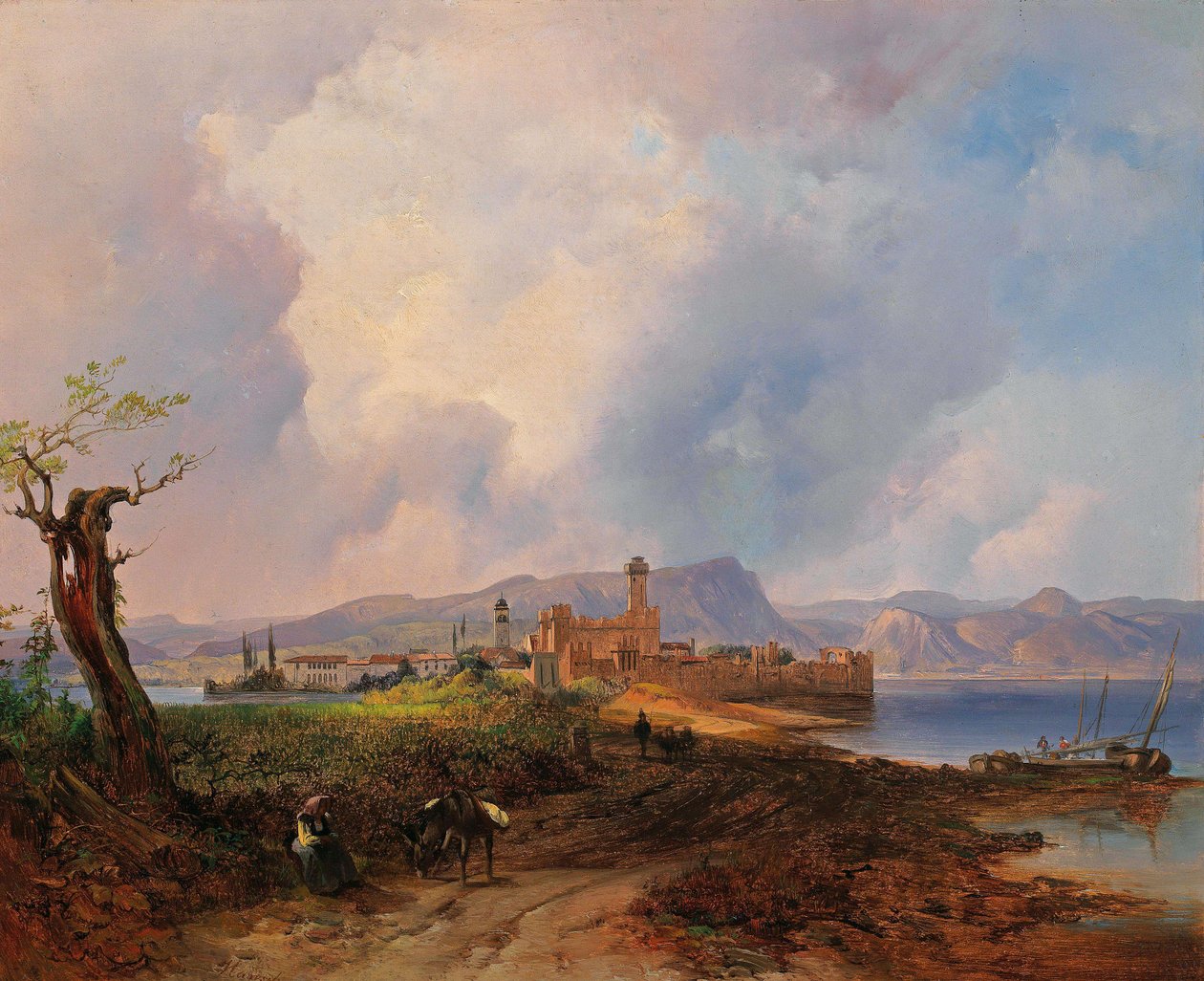 Ansicht des Castell Sermio, auf der Insel Sermione am Gardasee von Anton Hansch