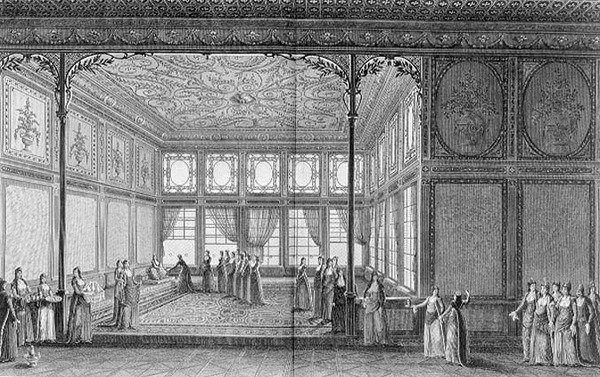Innenansicht eines Salons im Topkapi-Palast der Sultana Hadidge, Schwester von Selim III von Anton Ignaz (after) Melling
