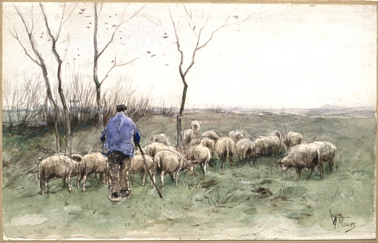 Ein Hirte und seine Herde von Anton Mauve