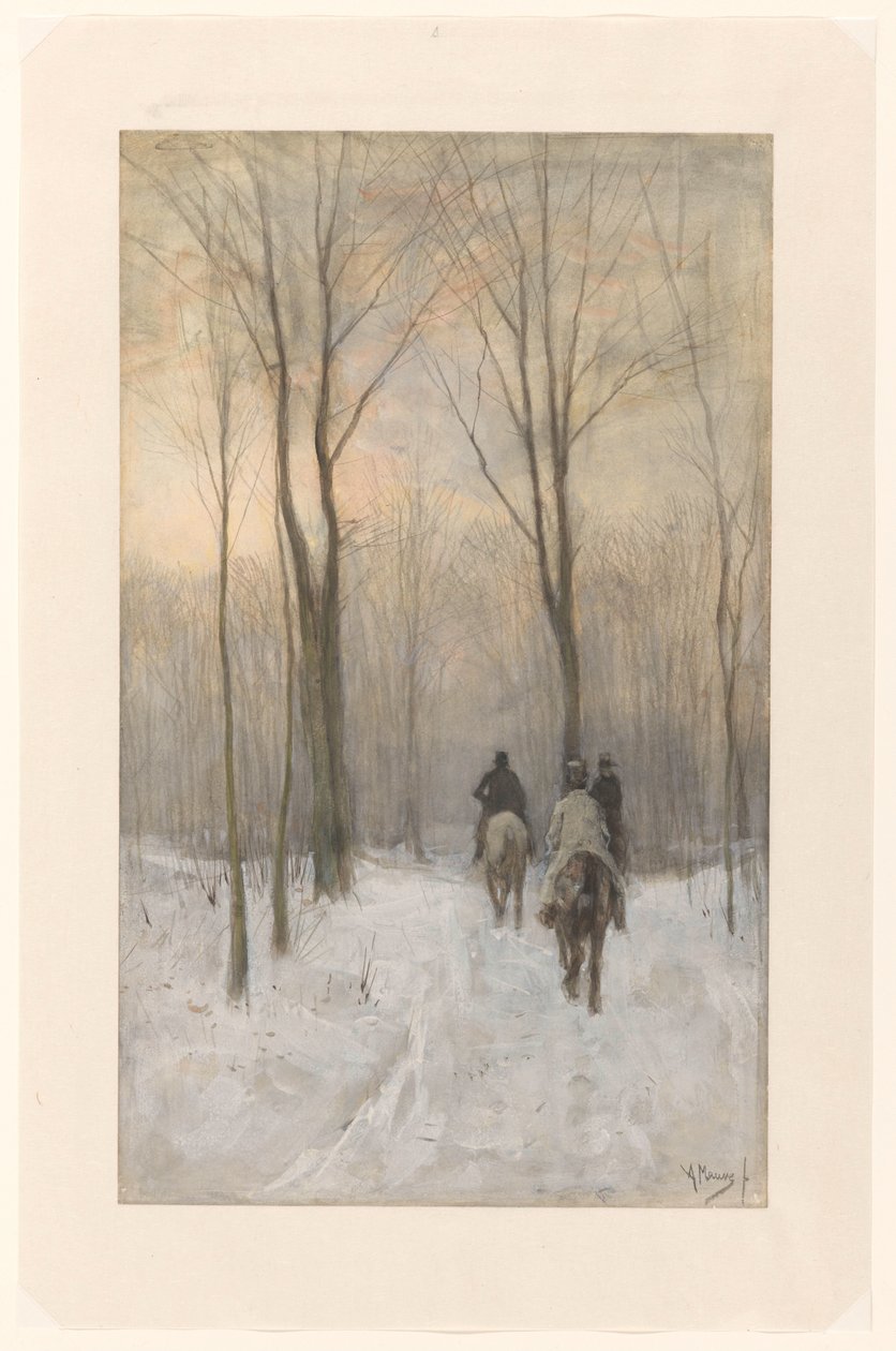 Reiter im Schnee im Haagse Bos von Anton Mauve