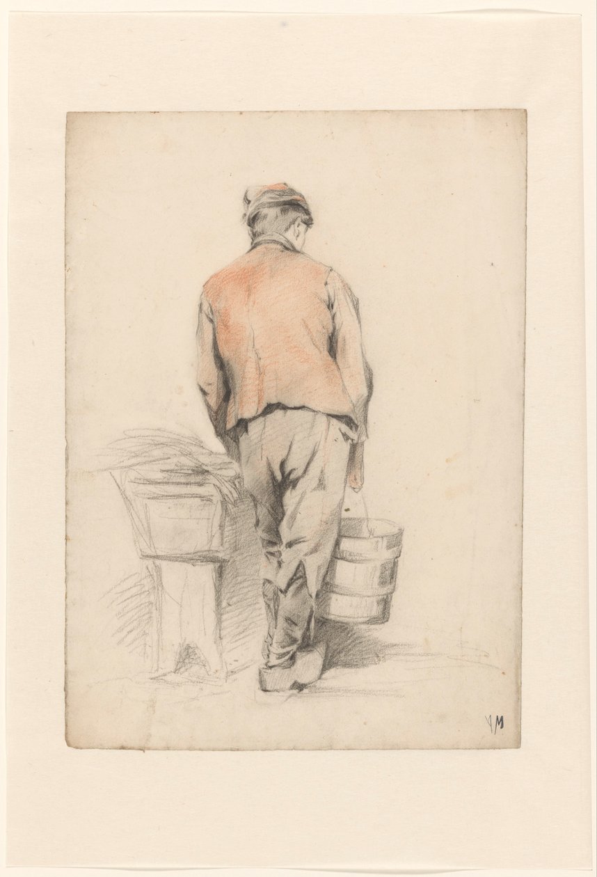Stehender Junge mit Eimer, von hinten gesehen von Anton Mauve