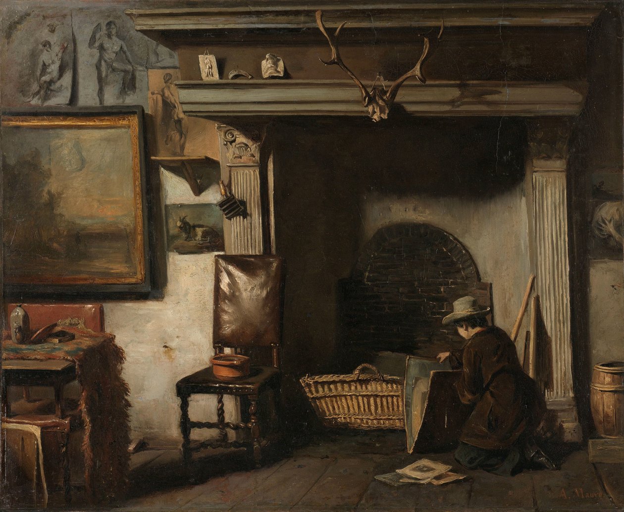 Das Atelier des Haarlemer Malers Pieter Frederik van Os von Anton Mauve